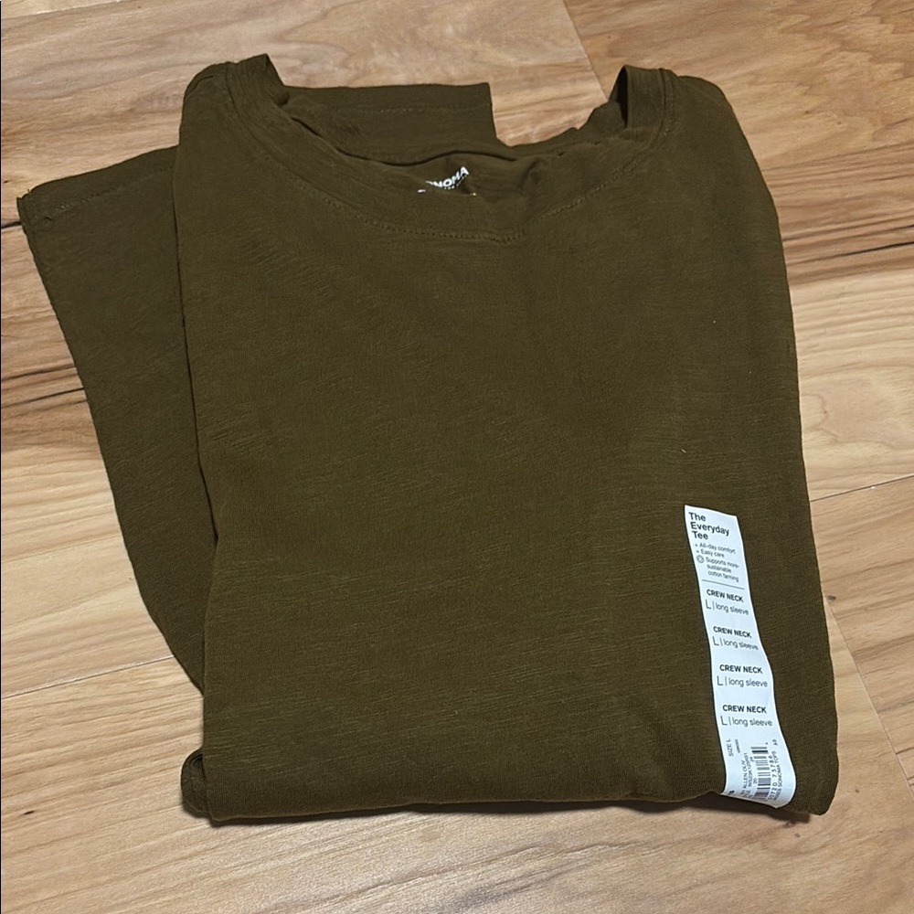 Sonoma Cotton Olive Green Long Sleeve Tee